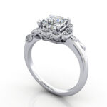 Thumb Princess Cut Vintage Diamond Ring Platinum RV6 3D