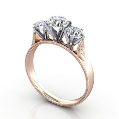 Thumb Round Brilliant Vintage Diamond Ring Rose Gold RV4 3D