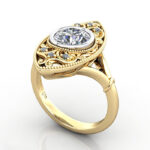 Thumb Round Brilliant Vintage Diamond Ring Yellow Gold RV5 3D