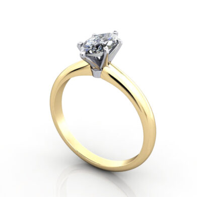 Marquise Cut Solitaire Diamond Ring Yellow Gold RS2 3D