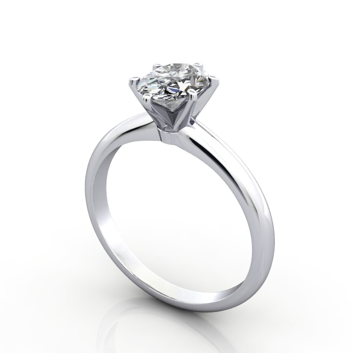 Oval Cut Solitaire Diamond Ring Platinum RS2 3D