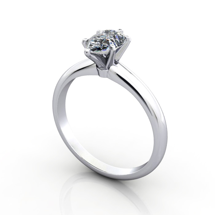 Pear Cut Solitaire Diamond Ring Platinum RS2 3D Pear Cut Solitaire Diamond Ring Platinum RS2 3D