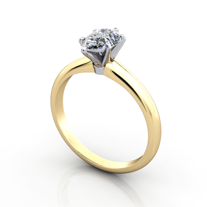 Pear Cut Solitaire Diamond Ring Yellow Gold RS2 3D Pear Cut Solitaire Diamond Ring Yellow Gold RS2 3D