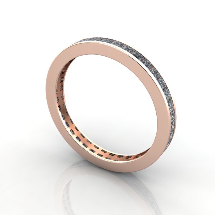 Princess Cut Eternity Diamond Ring Rose Gold RE4 3D Princess Cut Eternity Diamond Ring Rose Gold RE4 3D