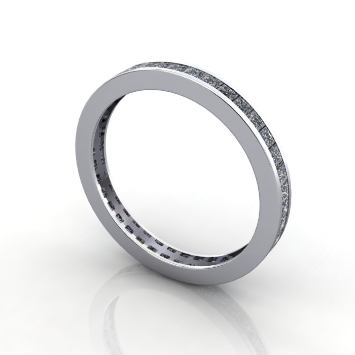 Princess Cut Eternity Diamond Ring White Gold RE4 3D Princess Cut Eternity Diamond Ring White Gold RE4 3D