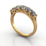 Round Brilliant Anniversary Diamond Ring Yellow Gold RA6 3D
