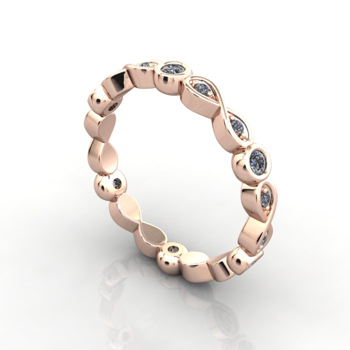 Round Brilliant Eternity Diamond Ring Rose Gold RE3 3D Round Brilliant Eternity Diamond Ring Rose Gold RE3 3D