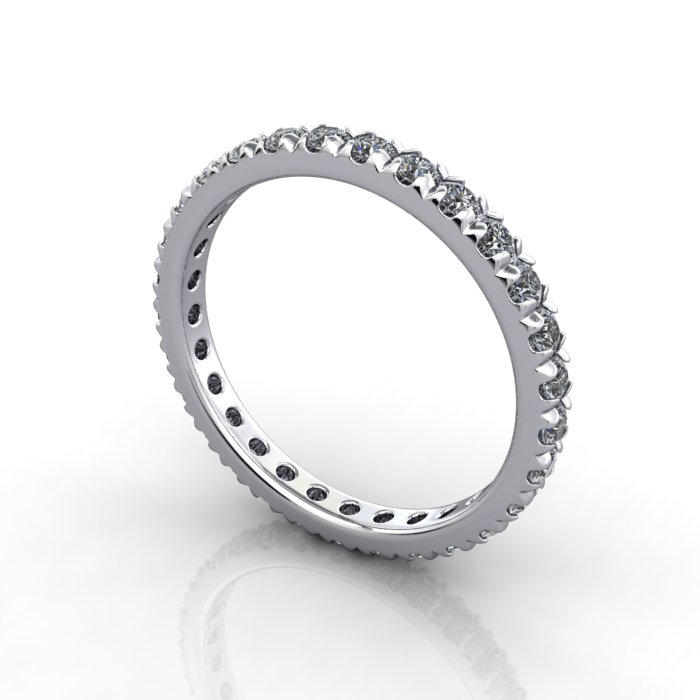 Round Brilliant Eternity Diamond Ring White Gold RE2 3D