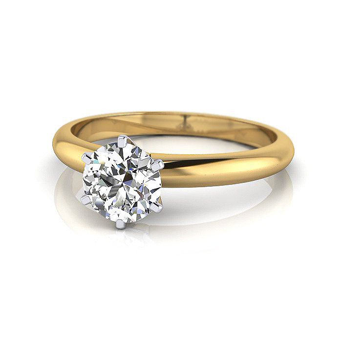 Round Brilliant Solitaire Diamond Ring Yellow Gold RS2 LF