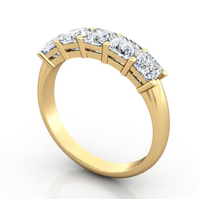 Thumb Princess Cut Anniversary Diamond Ring Yellow Gold RA5 3D