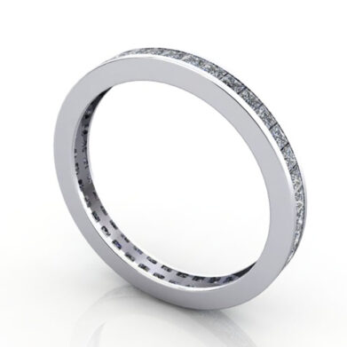 Thumb Princess Cut Eternity Diamond Ring White Gold RE4 3D
