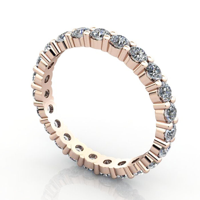 Thumb Round Brilliant Eternity Diamond Ring Rose Gold 1.50ct RE1 3D