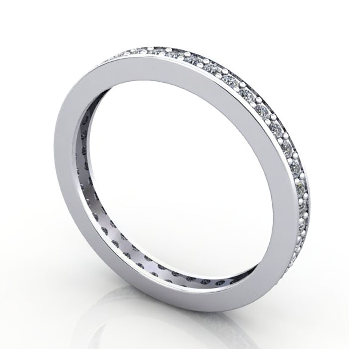 Thumb Round Brilliant Eternity Diamond Ring White Gold RE5 3D
