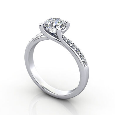 Round Brilliant Solitaire Accent Diamond Ring Platinum RSA10