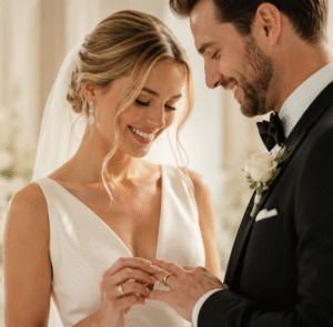 Couple Getting Married with Wedding Rings