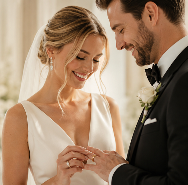Couple Getting Married with Wedding Rings
