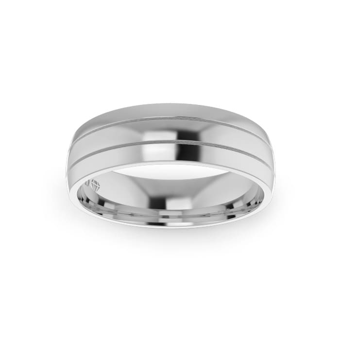 Platinum Gents Double Grooved Wedding Ring - Image 1