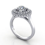 Round Brilliant Halo Diamond Ring Platinum RH5 - Thumbnail Image 1