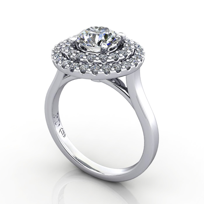 Round Brilliant Halo Diamond Ring Platinum RH5 - Image 1