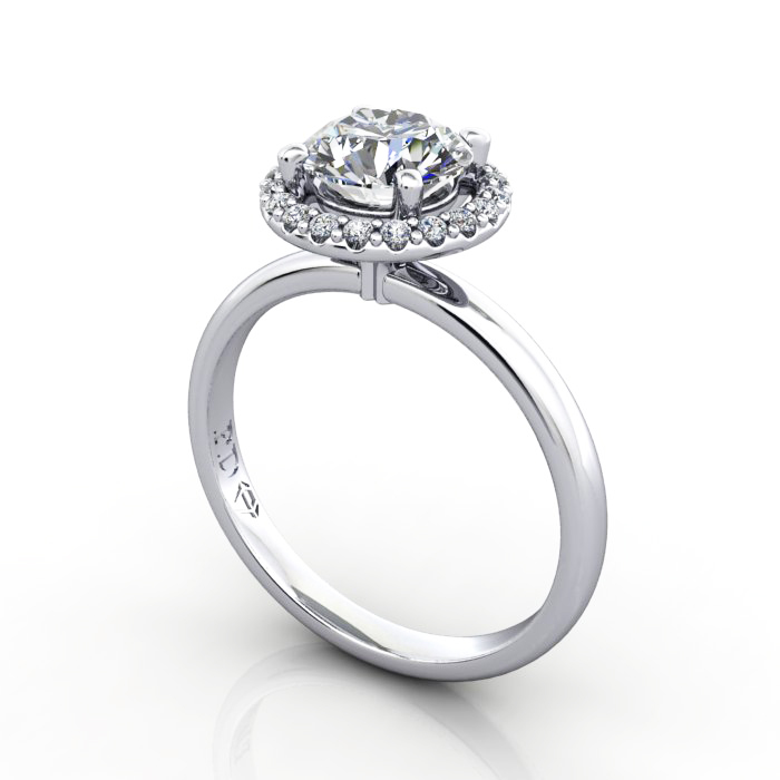 Round Brilliant Halo Diamond Ring Platinum RH6 - Image 1