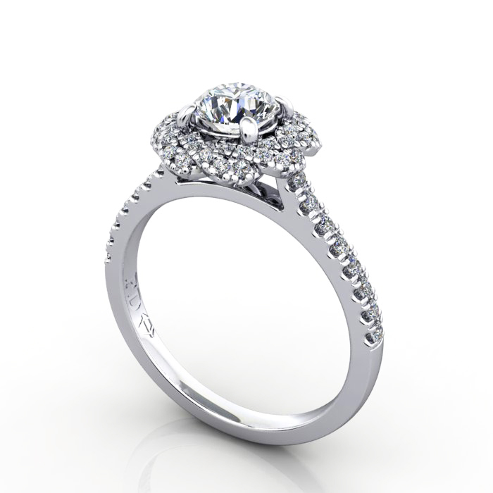 Round Brilliant Halo Diamond Ring Platinum RH7 - Image 1