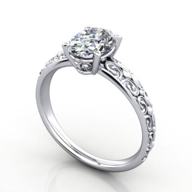 Oval Cut Vintage Diamond Ring Platinum RV1