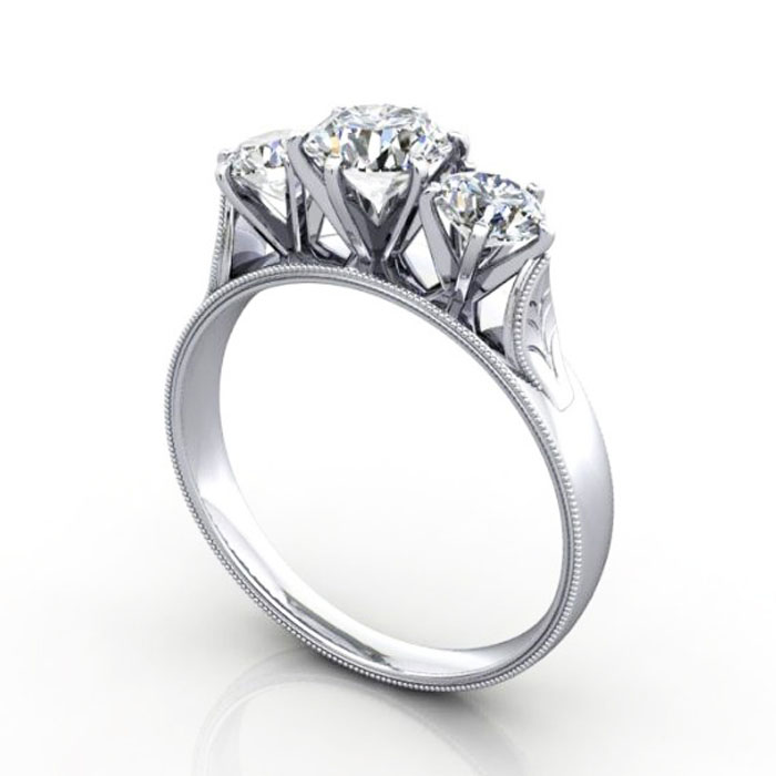 Round Brilliant Vintage Diamond Ring Platinum RV4 - Image 1