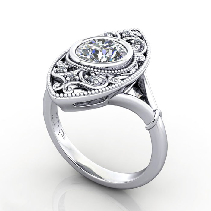 Round Brilliant Vintage Diamond Ring Platinum RV5 - Image 1