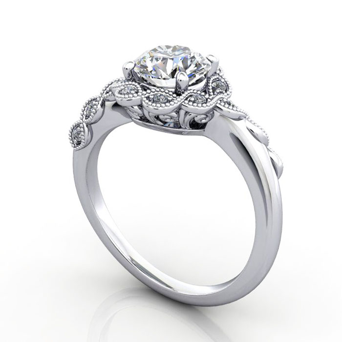 Round Brilliant Vintage Diamond Ring Platinum RV6 - Image 1