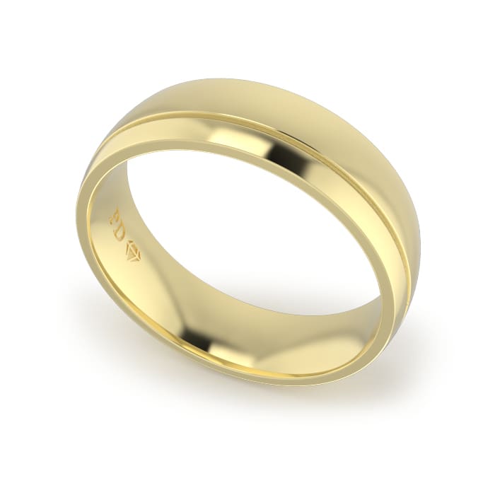 Yellow Gold Gents Single Groove Wedding Ring - Image 9