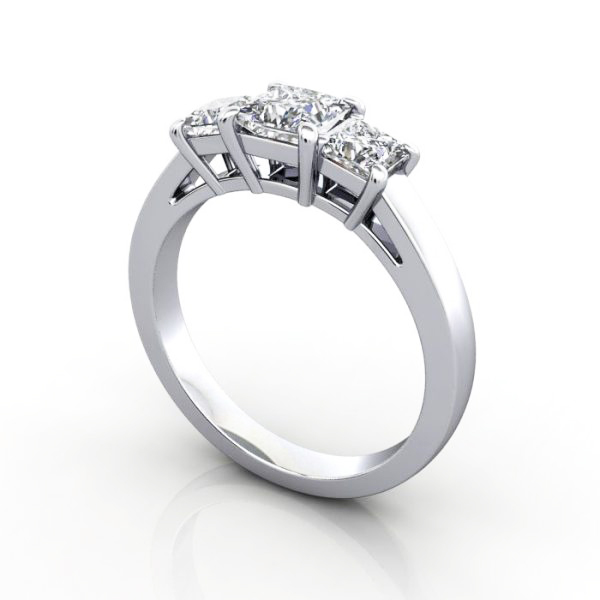 Princess Cut Trilogy Diamond Ring Platinum RT10 - Image 1