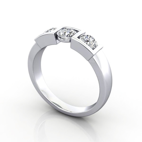 Round Brilliant Trilogy Diamond Ring Platinum RT11 - Image 1