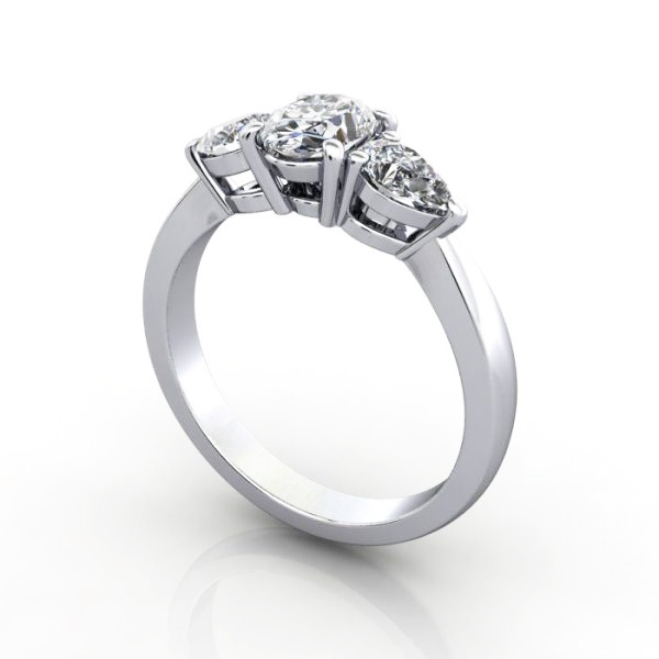 Oval Cut Trilogy Diamond Ring Platinum RT7 - Image 1
