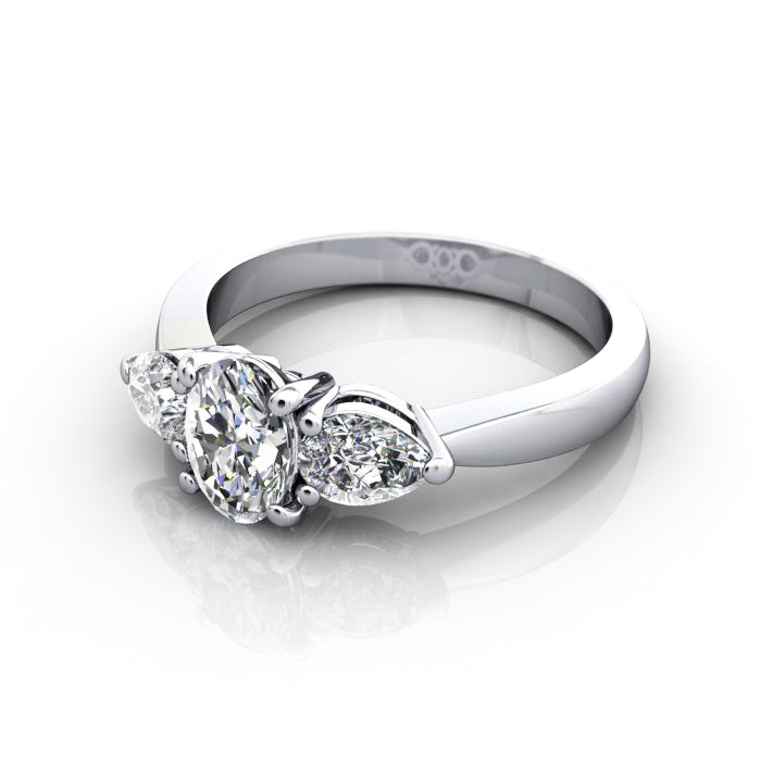 Oval Cut Trilogy Diamond Ring Platinum RT7 - Image 3