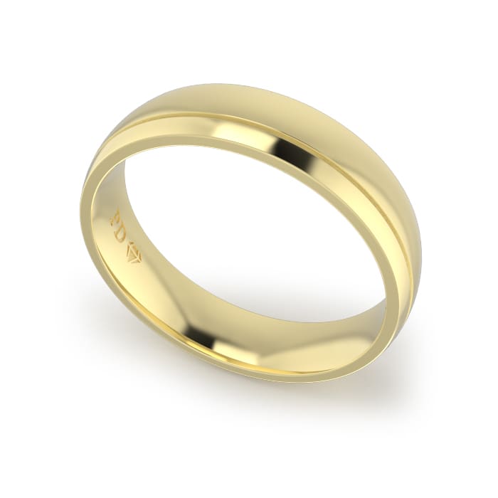 Yellow Gold Gents Single Groove Wedding Ring - Image 8