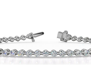 Round Brilliant Diamond Tennis Bracelet White Gold 2.90ct DB900