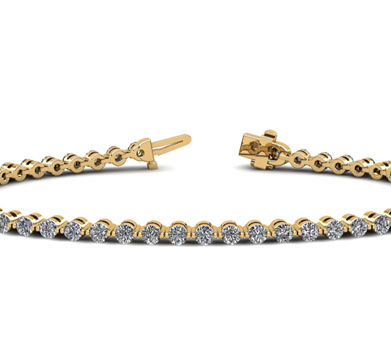 Round Brilliant Diamond Tennis Bracelet Yellow Gold 2.90ct DB900