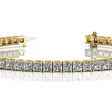 Princess Cut Diamond Tennis Bracelet Yellow Gold 4.05ct DB847