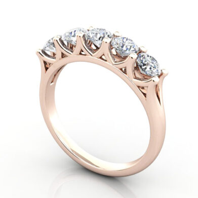Round Brilliant Anniversary Diamond Ring Rose Gold RA6