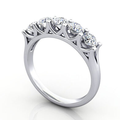 Round Brilliant Anniversary Diamond Ring White Gold RA6