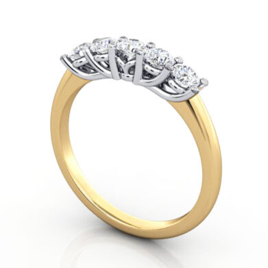 Round Brilliant Anniversary Diamond Ring Yellow Gold RA1