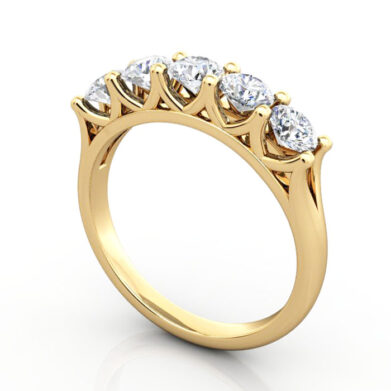 Round Brilliant Anniversary Diamond Ring Yellow Gold RA6
