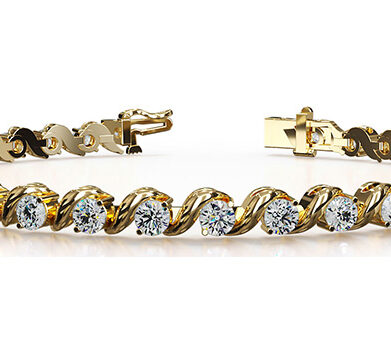 Round Brilliant Diamond Tennis Bracelet Yellow Gold 1.98ct DB939