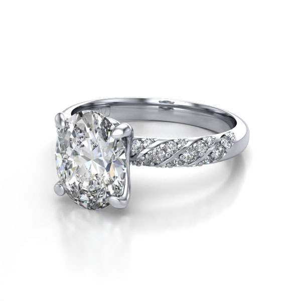 Oval Cut Solitaire Accent Diamond Ring Platinum RSA7 LF Oval Cut Solitaire Accent Diamond Ring Platinum RSA7 LF