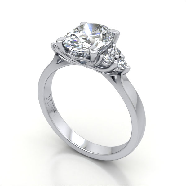 Oval Cut Solitaire Accent Diamond Ring Platinum RSA8 3D