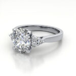 Oval Cut Solitaire Accent Diamond Ring Platinum RSA8 LF