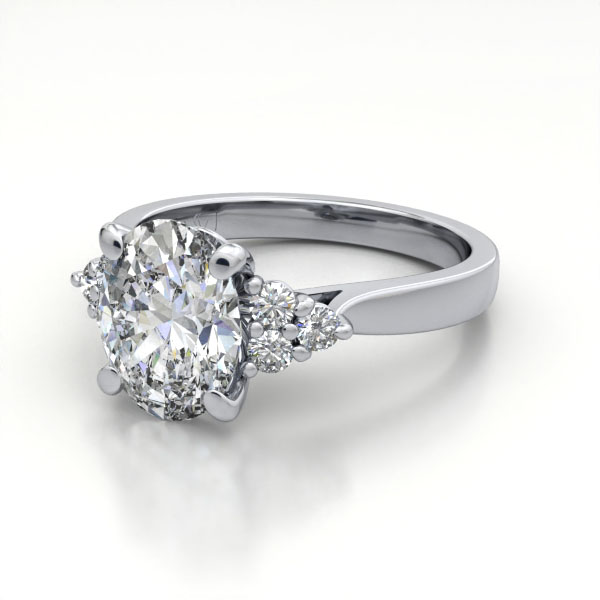 Oval Cut Solitaire Accent Diamond Ring Platinum RSA8 LF