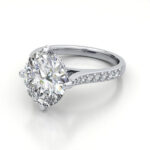 Oval Cut Solitaire Accent Diamond Ring Platinum RSA9 LF