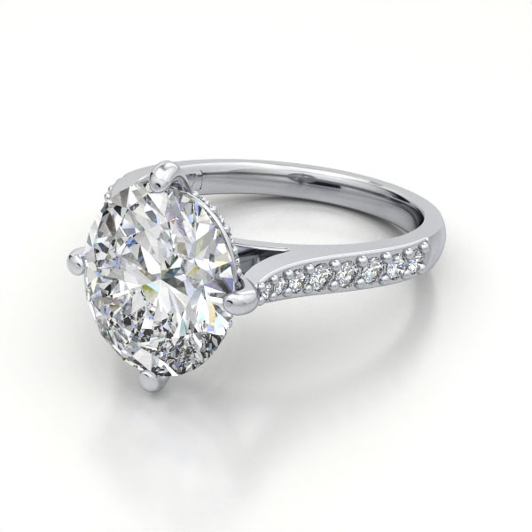 Oval Cut Solitaire Accent Diamond Ring Platinum RSA9 LF
