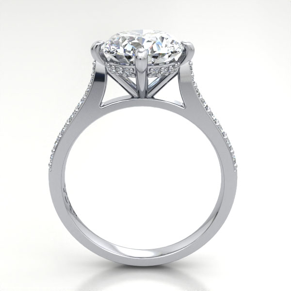 Oval Cut Solitaire Accent Diamond Ring Platinum RSA9 TF